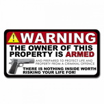 Armed GUN Owner Home Auto Security Warning Decal Sticker - 6 inch