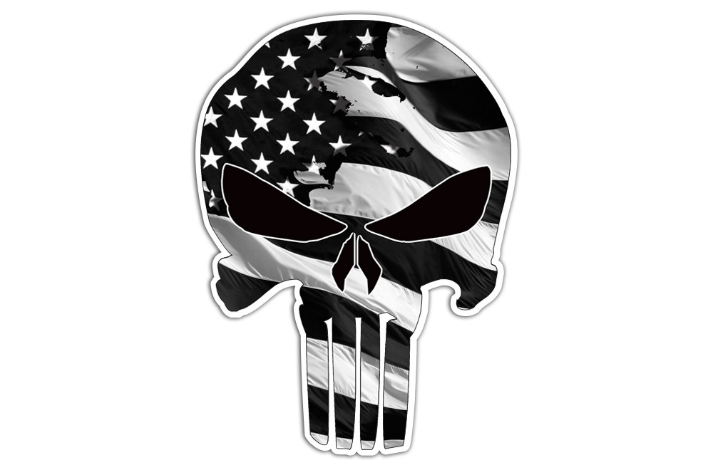 American Flag/Subdued Punisher Skull 5" and 10" Decal