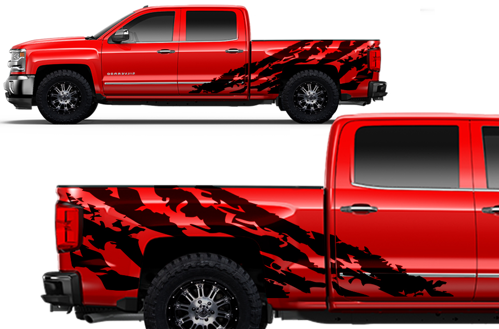 Details about   Chevy Silverado 4x4 Bed Side Decals 14 15 16 17 18 Chrome Color Vinyl 