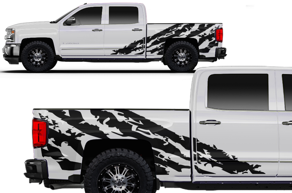 Chevy Silverado Truck 2014-2016 1500/2500 Half Side Bed Vinyl - SHRED.