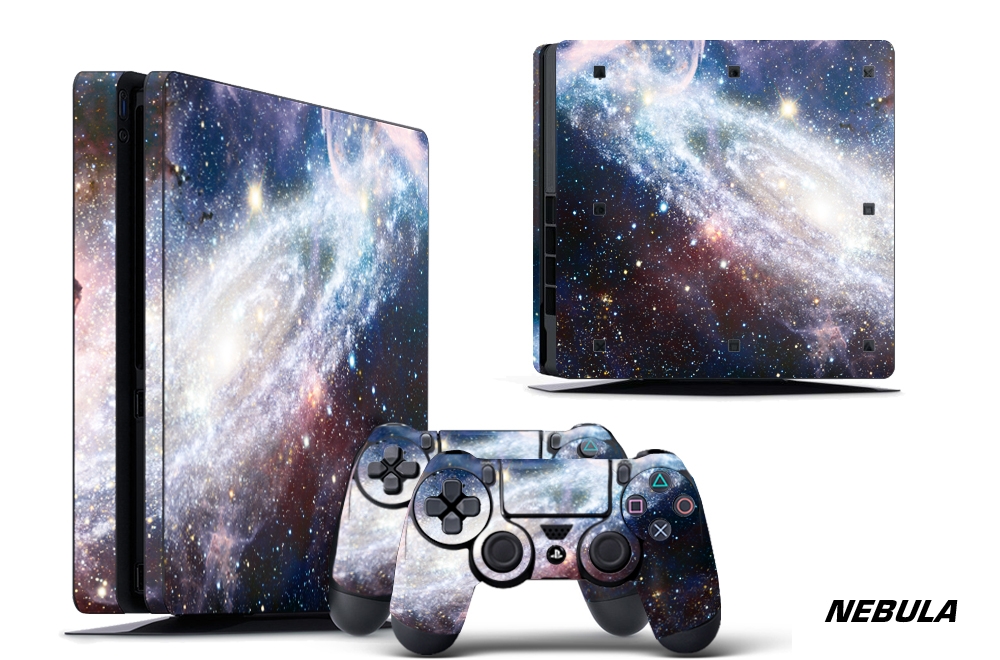 Skin Sticker Decals for PS4 Slim Sony Playstation 4 Slim Console + 2  Controllers
