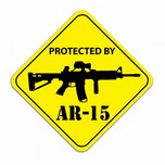 Protected by AR-15 Rifle Warning Decal Sticker - 4 Inch