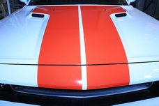 Dodge Challenger T Hood Stripes Vinyl Graphics Decal Hemi RED (2008-2014)
