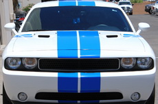 Dodge Challenger Hood, Roof, and Trunk Stripes Vinyl Graphics Decal Hemi BLUE (2008-2014)