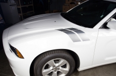 Dodge Charger Solid Side Hood Stripes Vinyl Graphics Decal (2011-2014)