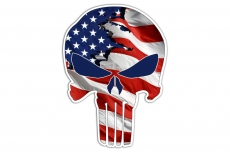 American Flag/Subdued Punisher Skull 5" and 10" Decal 2 PACK