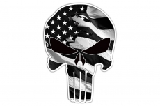 American Flag/Subdued Punisher Skull 5" and 10" Decal 