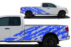 Nissan Titan Truck 2004-2013 (8' Bed) Custom Vinyl Decal Wrap Kit SHRED 