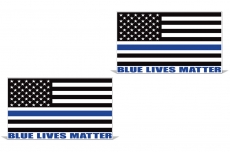 Blue Lives Matter American Flag Vinyl Police Cop Officer Sticker Car Decal 2 PACK