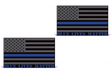 Blue Lives Matter Subdued American Flag Vinyl Police Cop Sticker Car Decal 2 PK