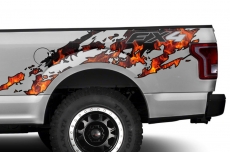 Ford F150 Printed Torn Half Bed Graphic Kit Truck Decal 2015-2018